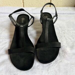 Style & Co Black T-Strap Wedge Sandals Women’s 10M Ankle Strap Comfort
